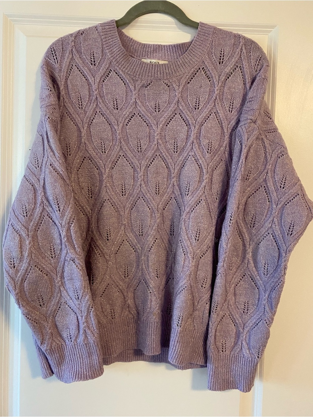 Classic Lavender Pointelle Knit with silver threading through it XXL now 15.00